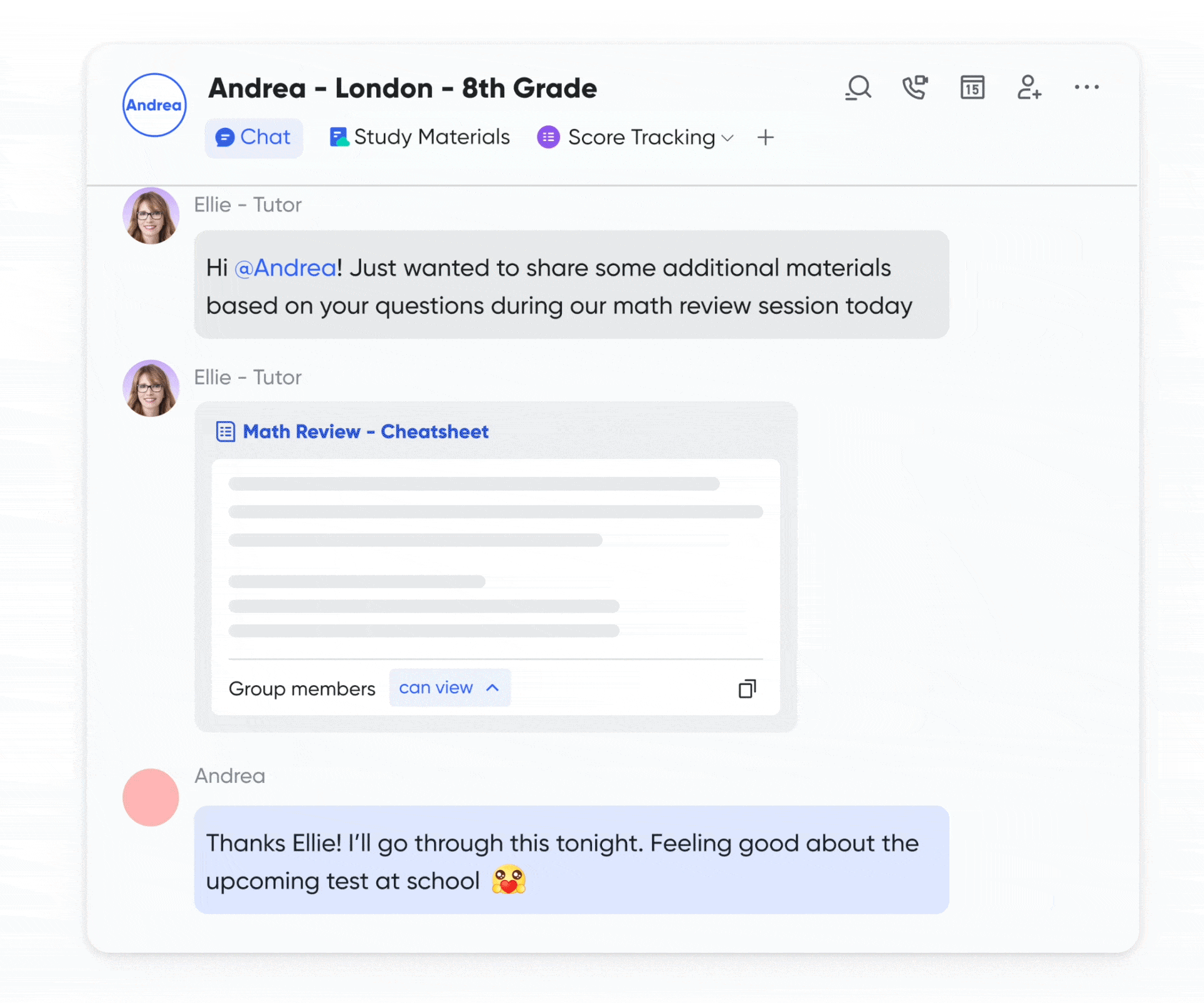 Individual student dashboard and info